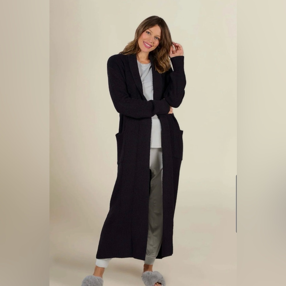 NWT Faceplant Dreams Plush Long Cardigan, Black, S/M